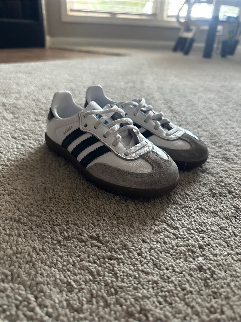 adidas Kids Samba Sneakers in White, Navy & Gray